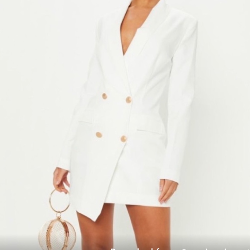 Pretty Little Thing White Blazer Mini Dress Size 4